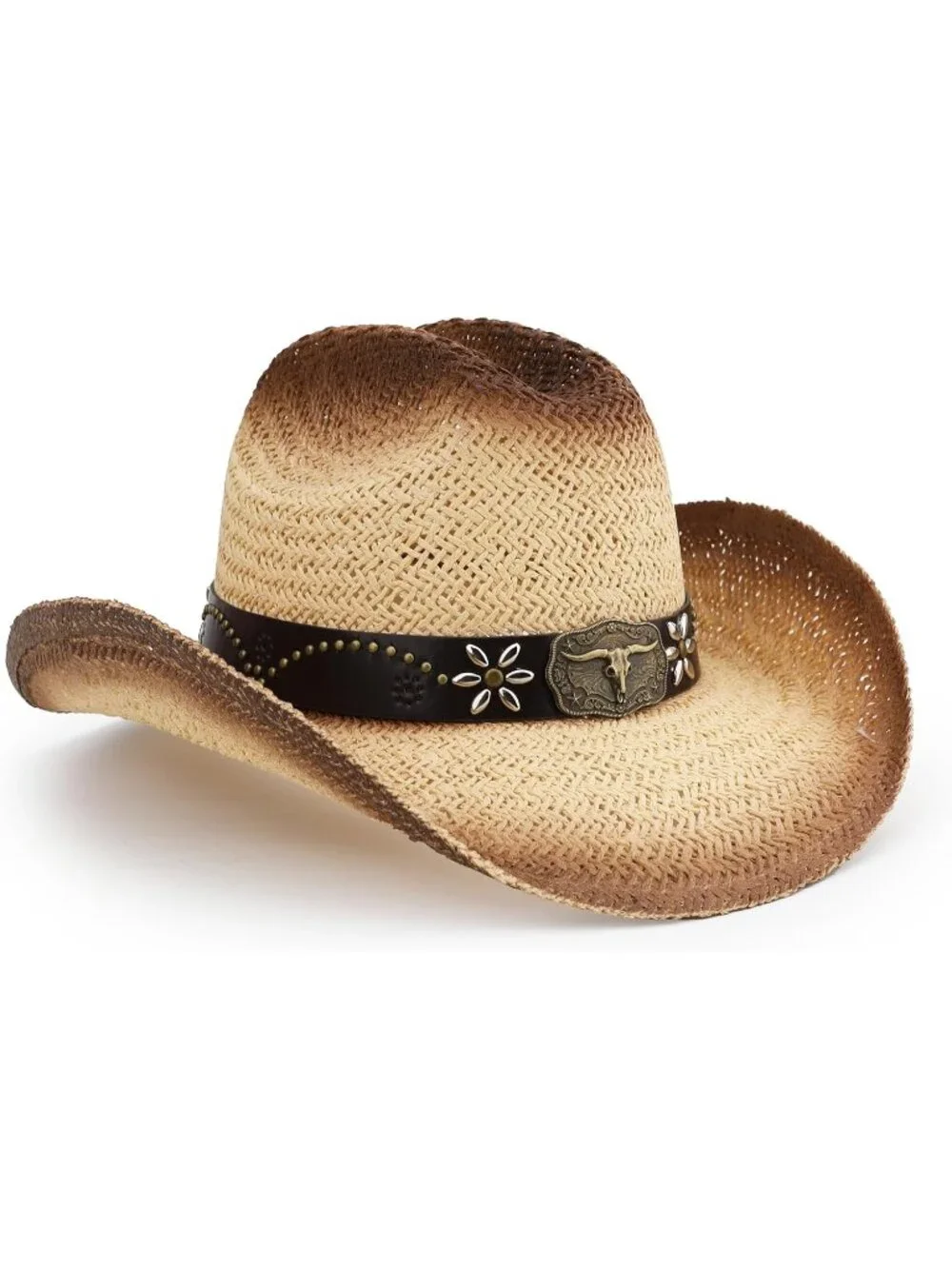 Men's Beige-m28 Straw Adjustable Wide Brim Sun Beach Western Cowgirl Cowboy Hat